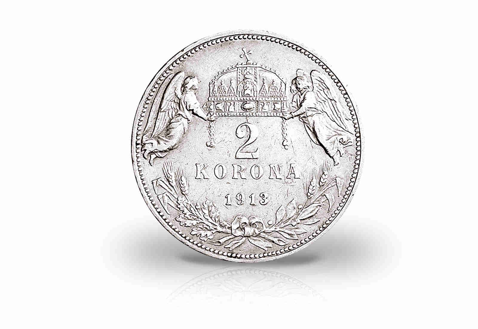 2 Korona Silbermünze 1912-1914 Österreich Kremnitzer Engel Franz Joseph I.