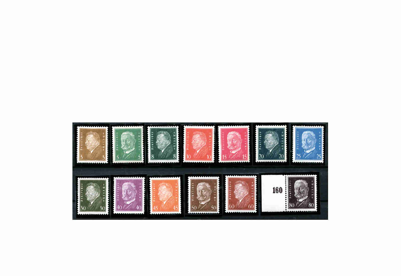 Briefmarken Deutsches Reich 1928 Michel-Nr. 410/22 mit Falz
