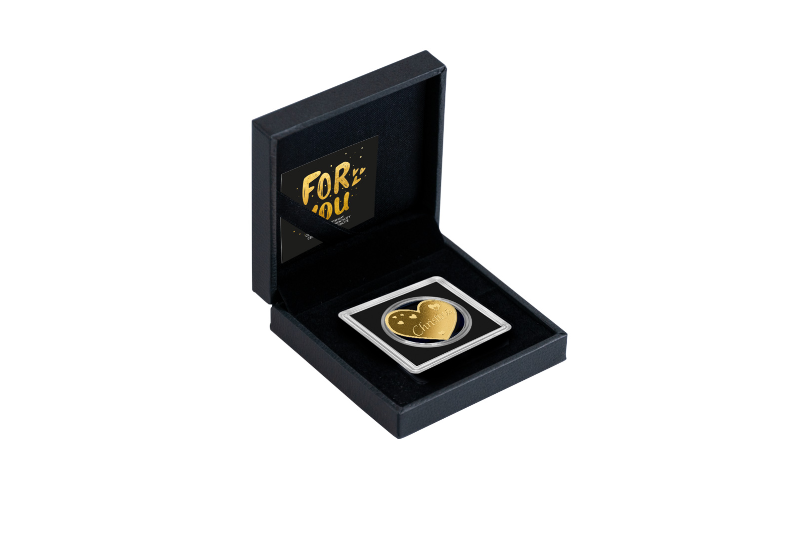 Goldmünze Motiv "Herz Christina" 999/1000 Gold im Geschenketui