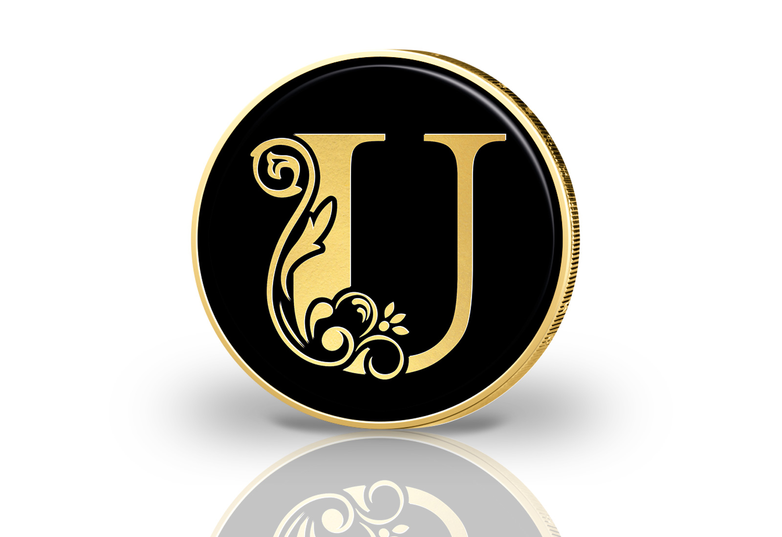 2 Euro vergoldet mit Farbmotiv Buchstabe U