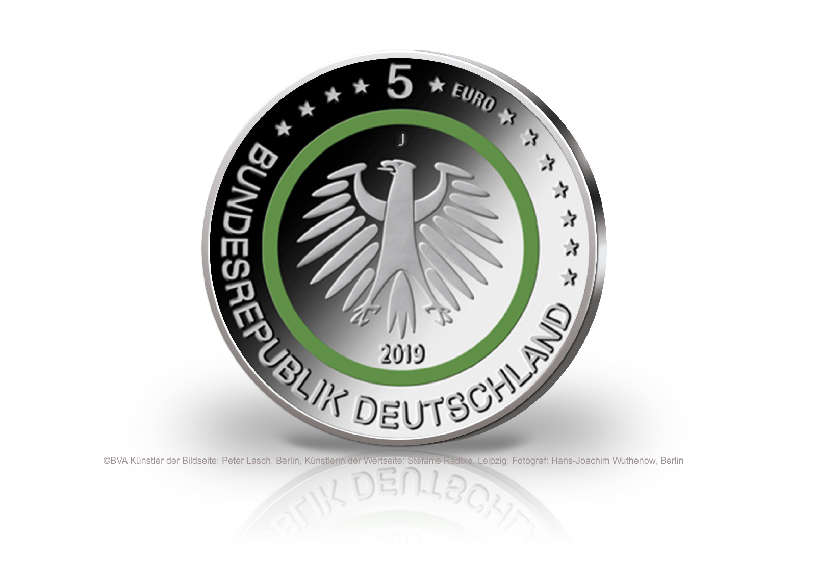 5 Euro 2019 Deutschland Gemässigte Zone mit Polymerring st Prägestätte J
