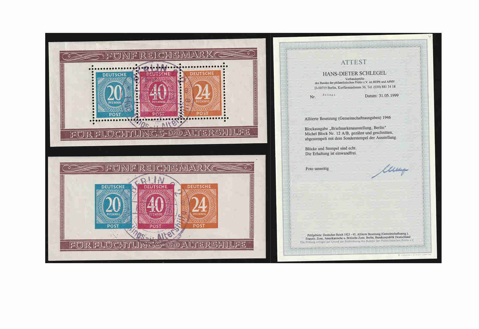 Briefmarken Allierte Besatzungzone Block 12 A/B gest. FA