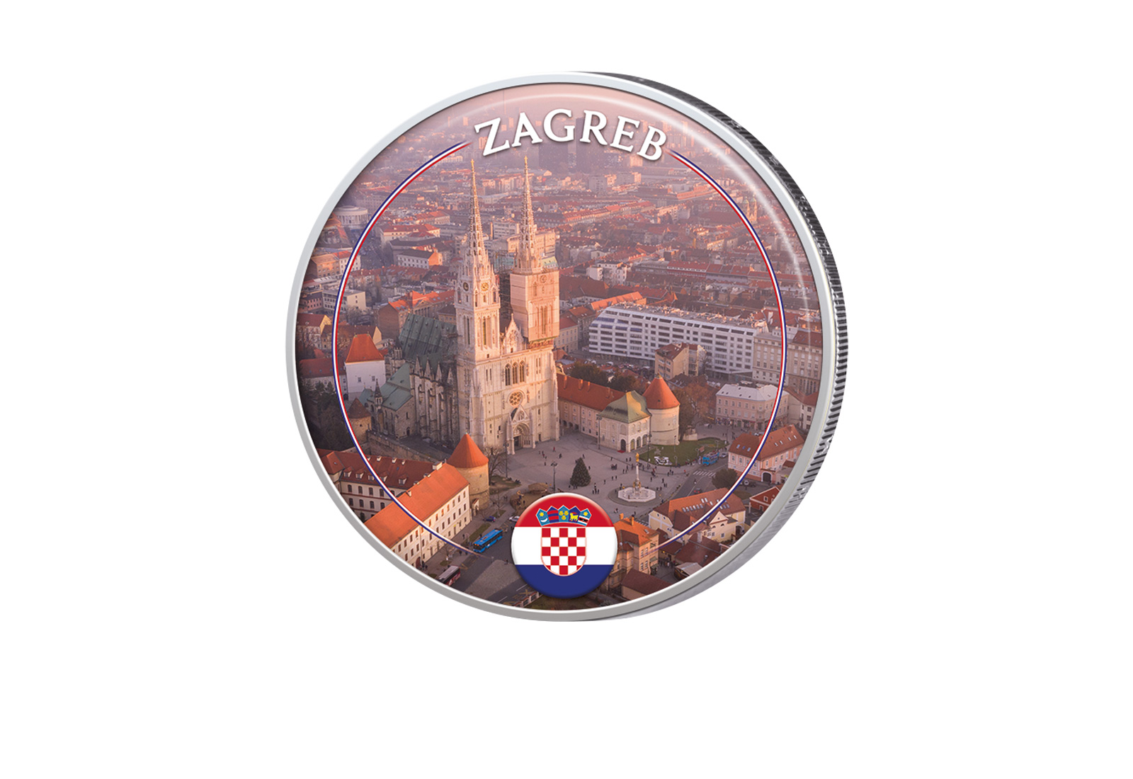 2 Euro mit Farbapplikation Zagreb - Kroatien