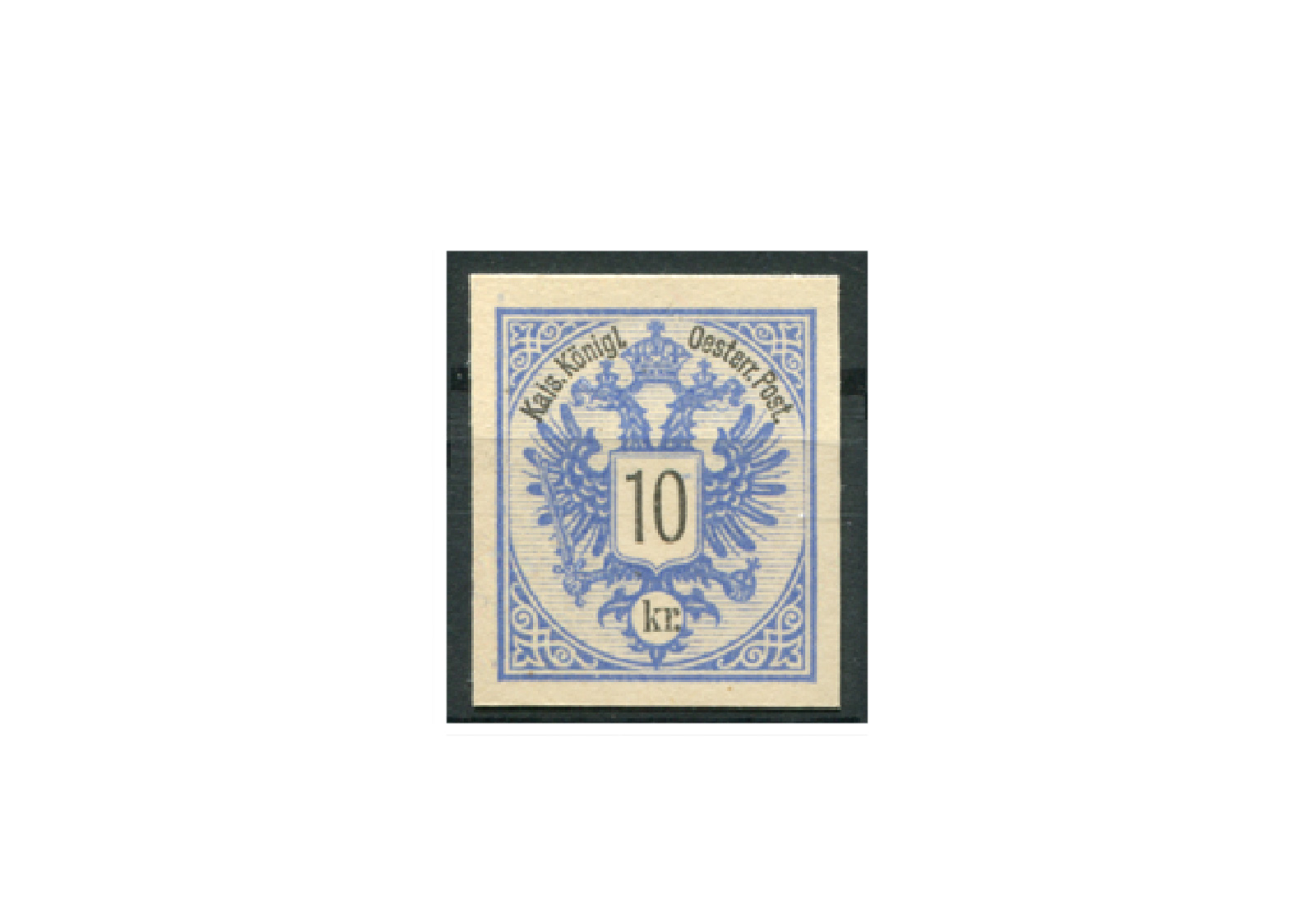 Briefmarke Österreich 10 Kreuzer Doppeladler 1883 Michel-Nr. 47 PU III ungezähnt Fotobefund