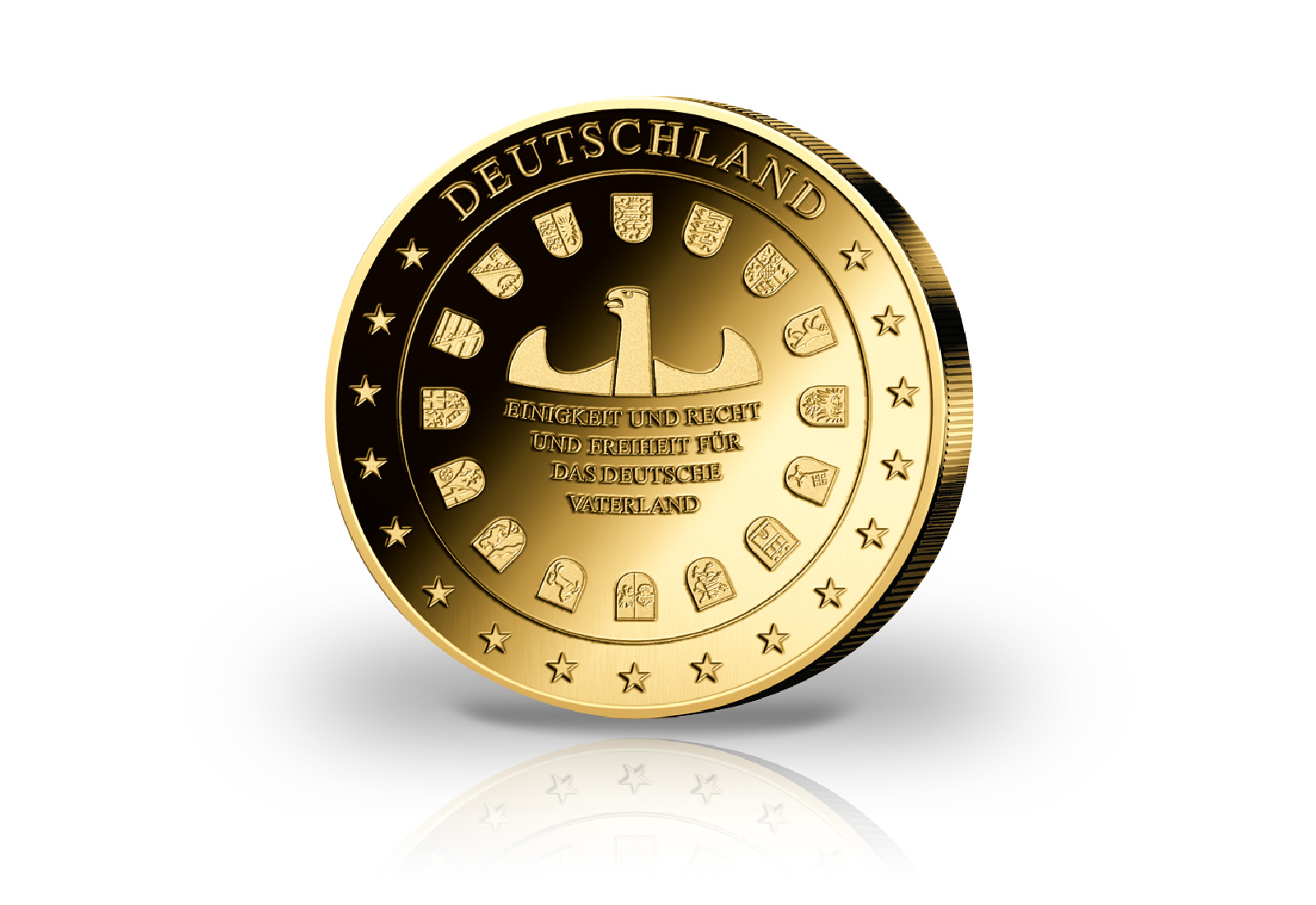 Gigantenprägung Deutschland Fußball Weltmeister 1990 mit 24 Karat Goldauflage