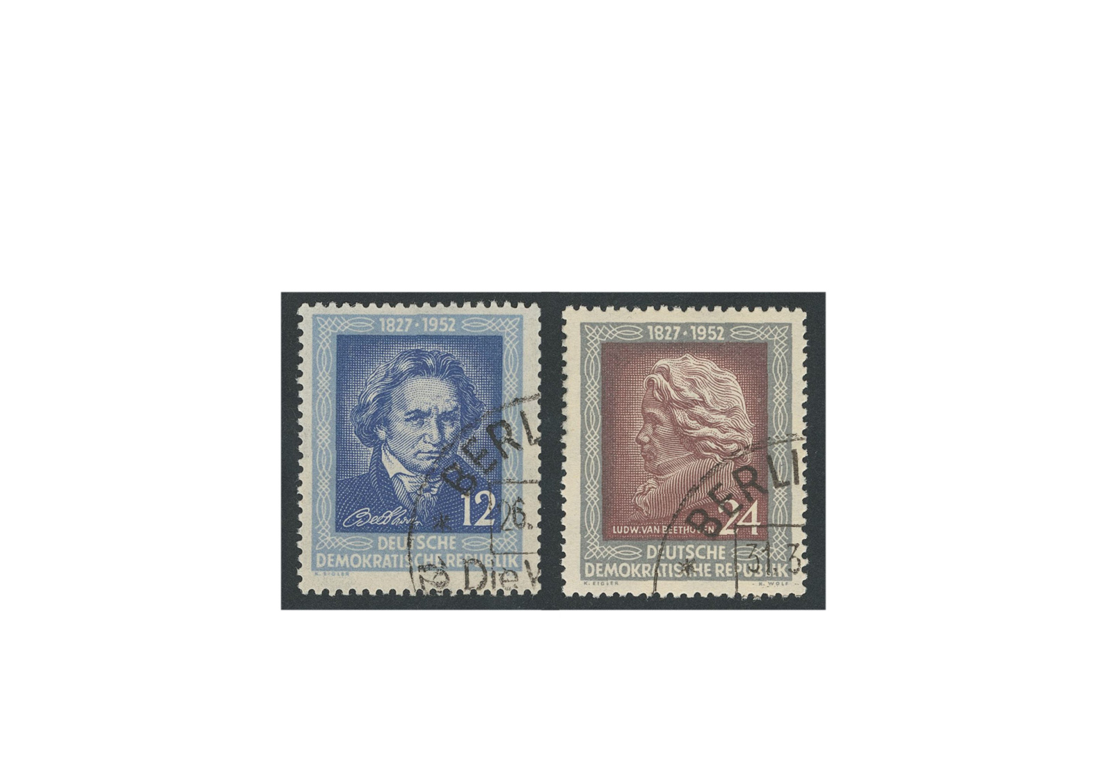 Briefmarken DDR 125. Todestag von Ludwig van Beethoven 1952 Michel-Nr. 300-301 gestempelt
