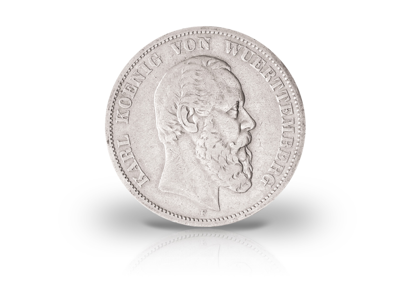 5 Mark 1874-1888 Deutsches Kaiserreich Württemberg König Karl Jaeger-Nr. 173