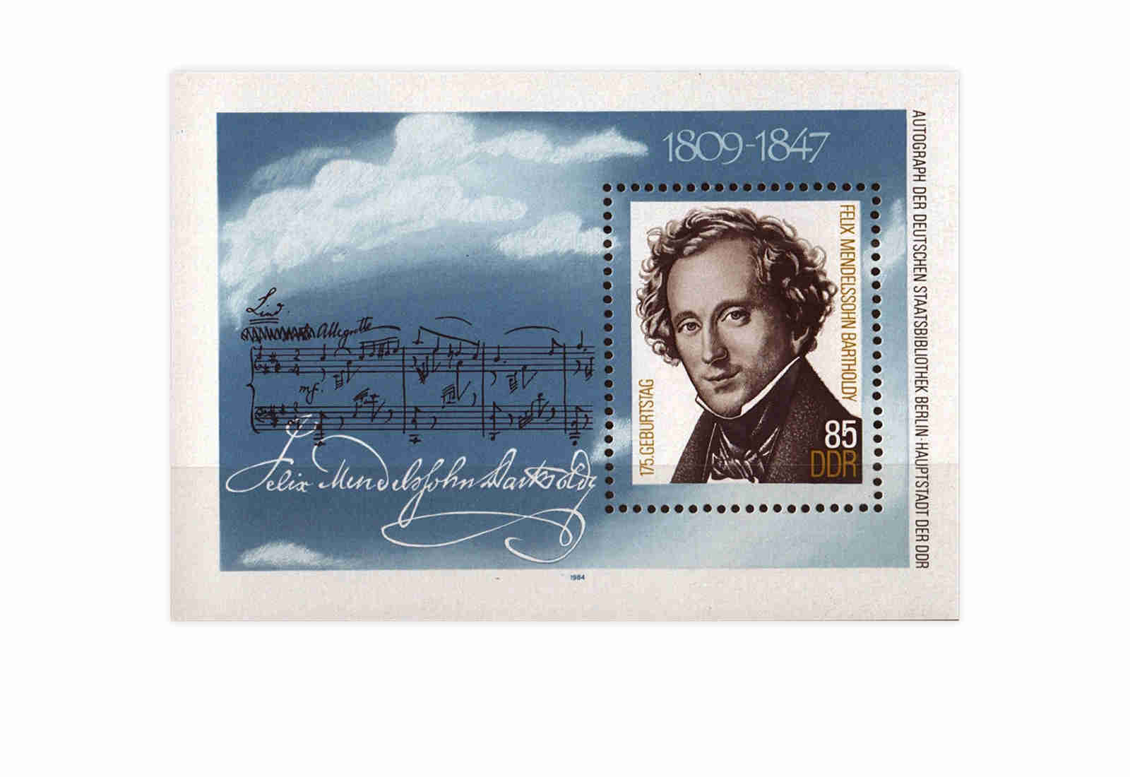 DDR Block 76 Mendelssohn Bartholdy 1984 gestempelt