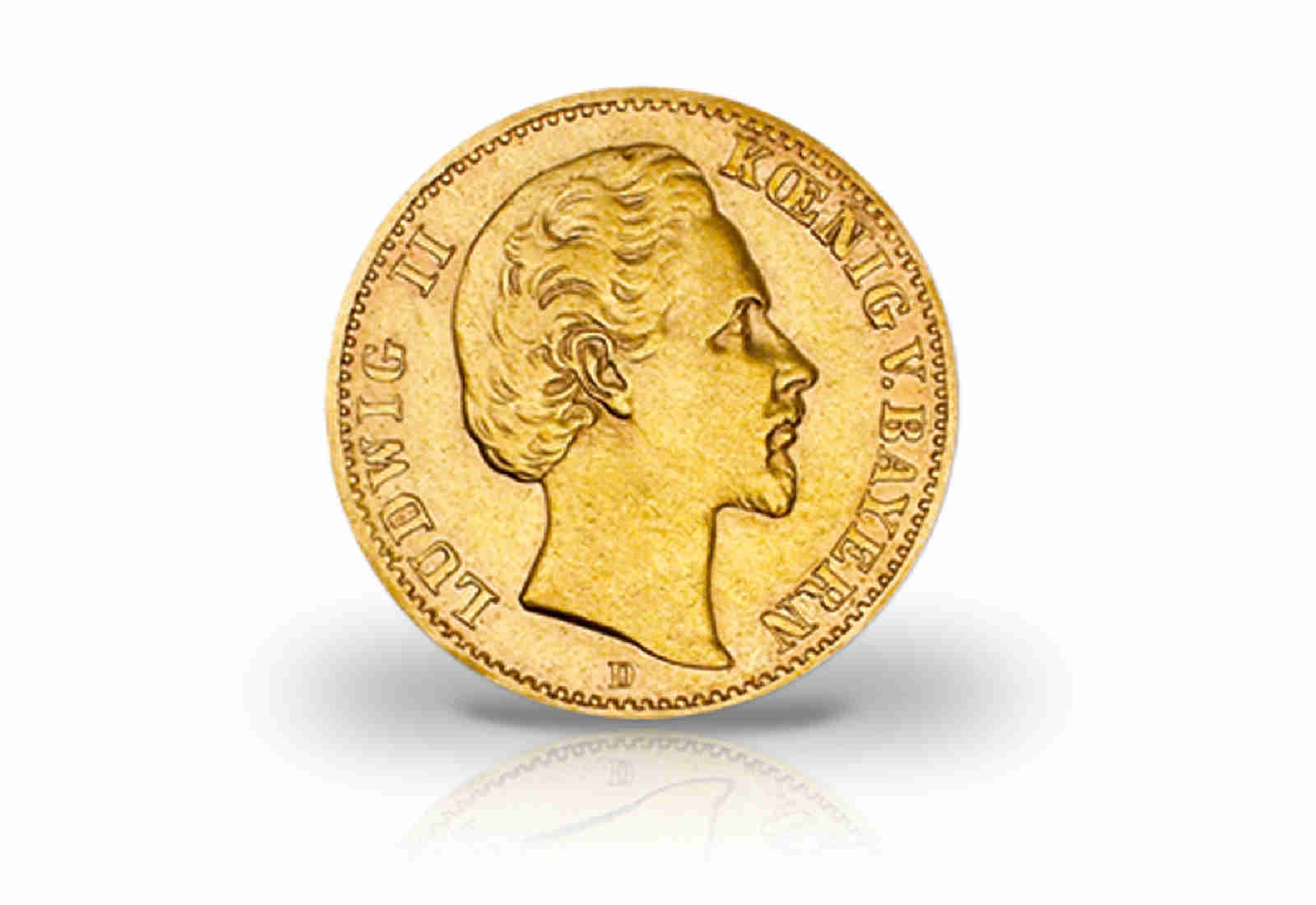 20 Mark Goldmünze 1872-1873 Deutsches Kaiserreich Bayern König Ludwig II. Jaeger-Nr. 194