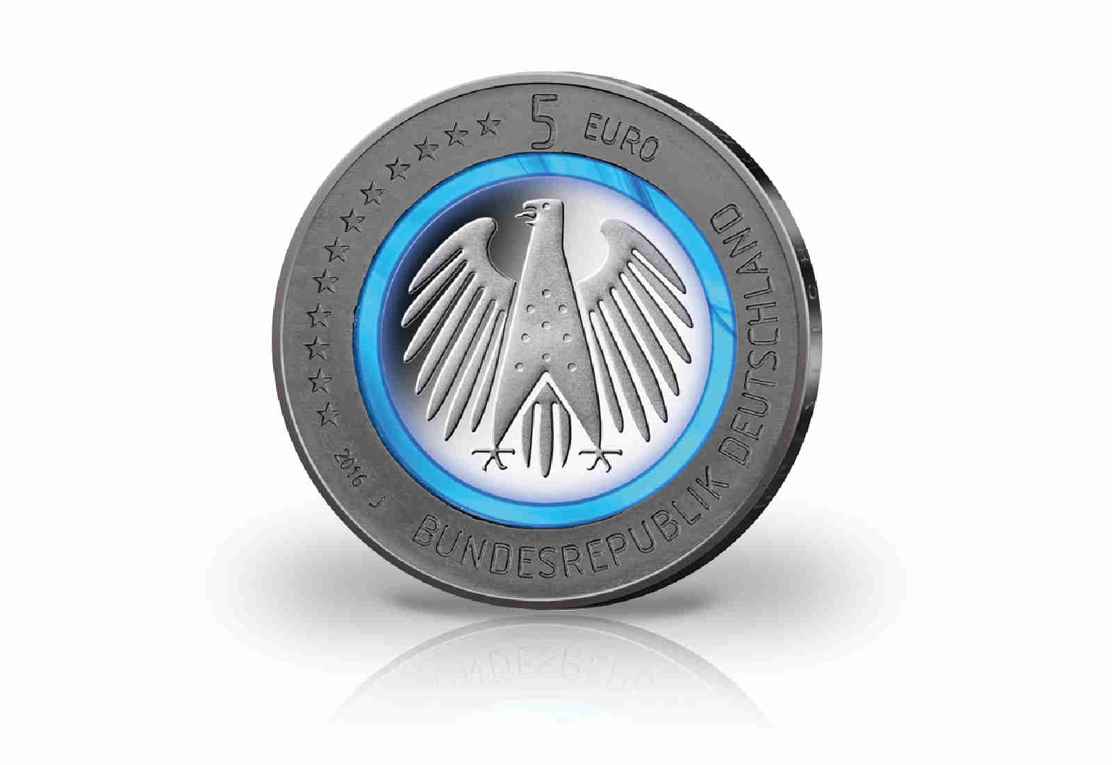 5 Euro 2016 Deutschland Planet Erde mit Rhodium und 24 Karat Goldauflage