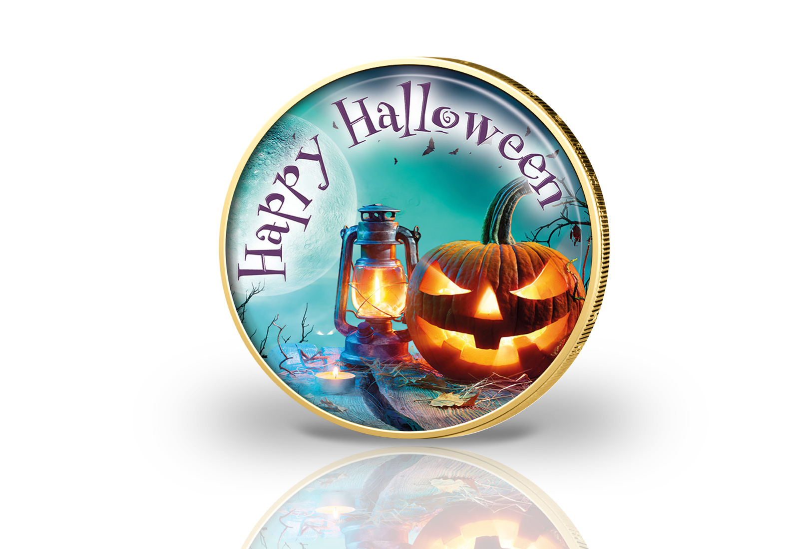 2 Euro 2022 vergoldet Halloween III mit Farbmotiv