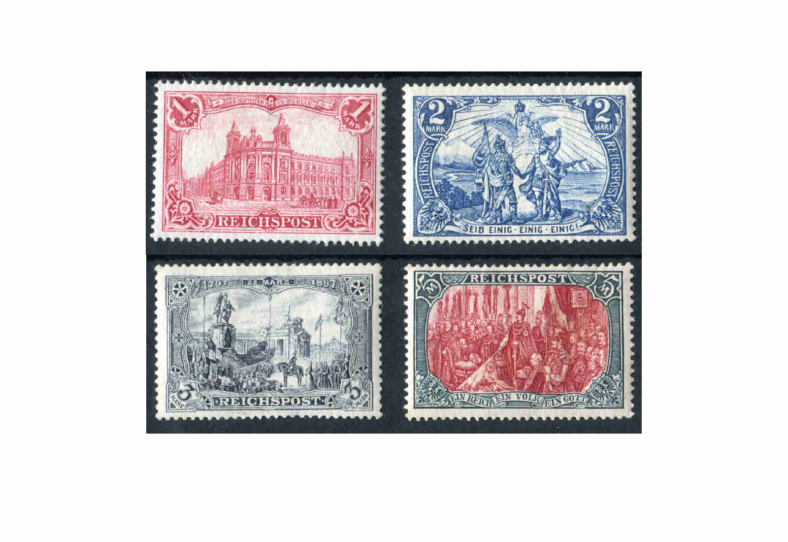 Briefmarken Deutsches Reich 1900 Michel-Nr. 63/66 Falz