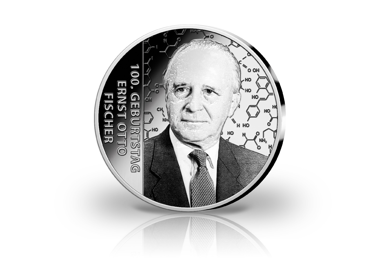 Gedenkprägung zum 100. Geburtstag von Ernst Otto Fischer 2018 mit Silberauflage