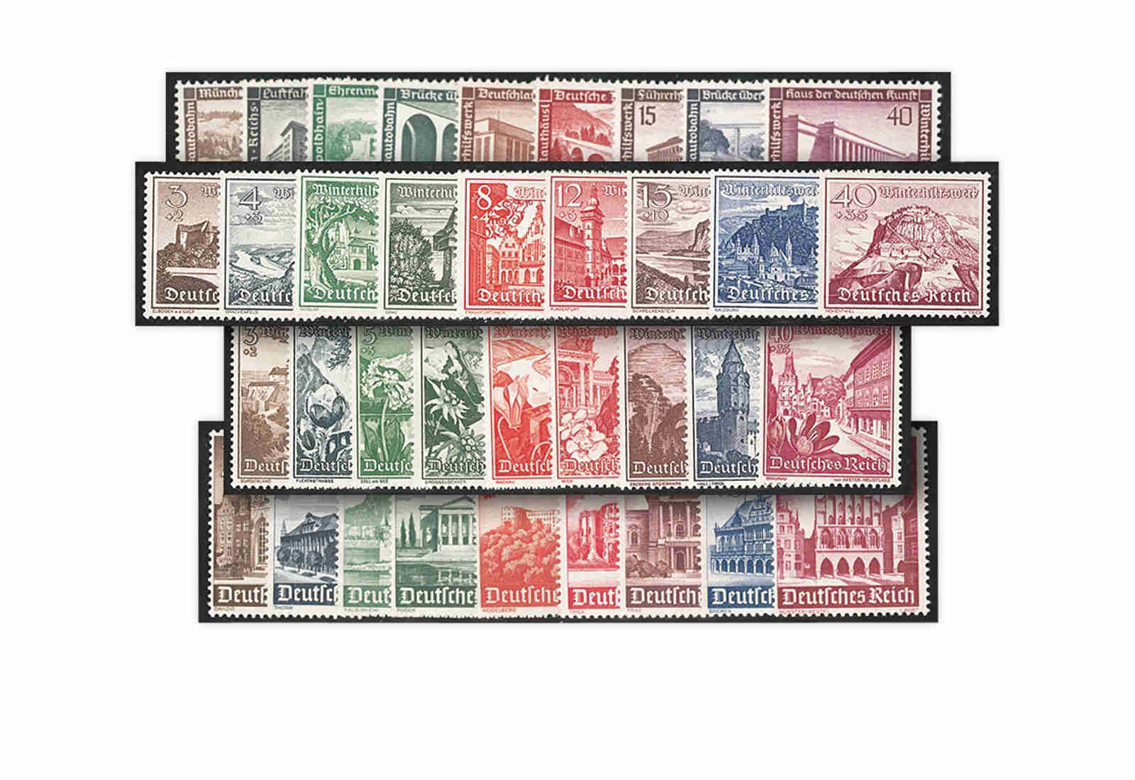 Briefmarken Deutsches Reich Winterhilfe Quartett Bauwerke im Set postfrisch