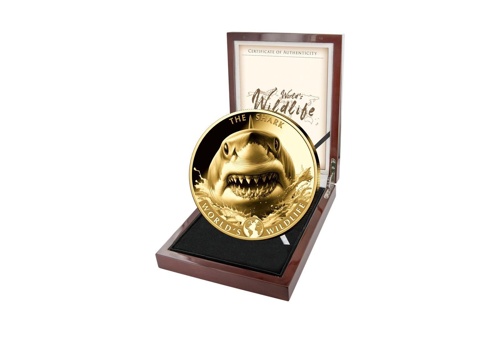 Worlds Wildlife Hai 999,9er Gold 2oz ø65mm