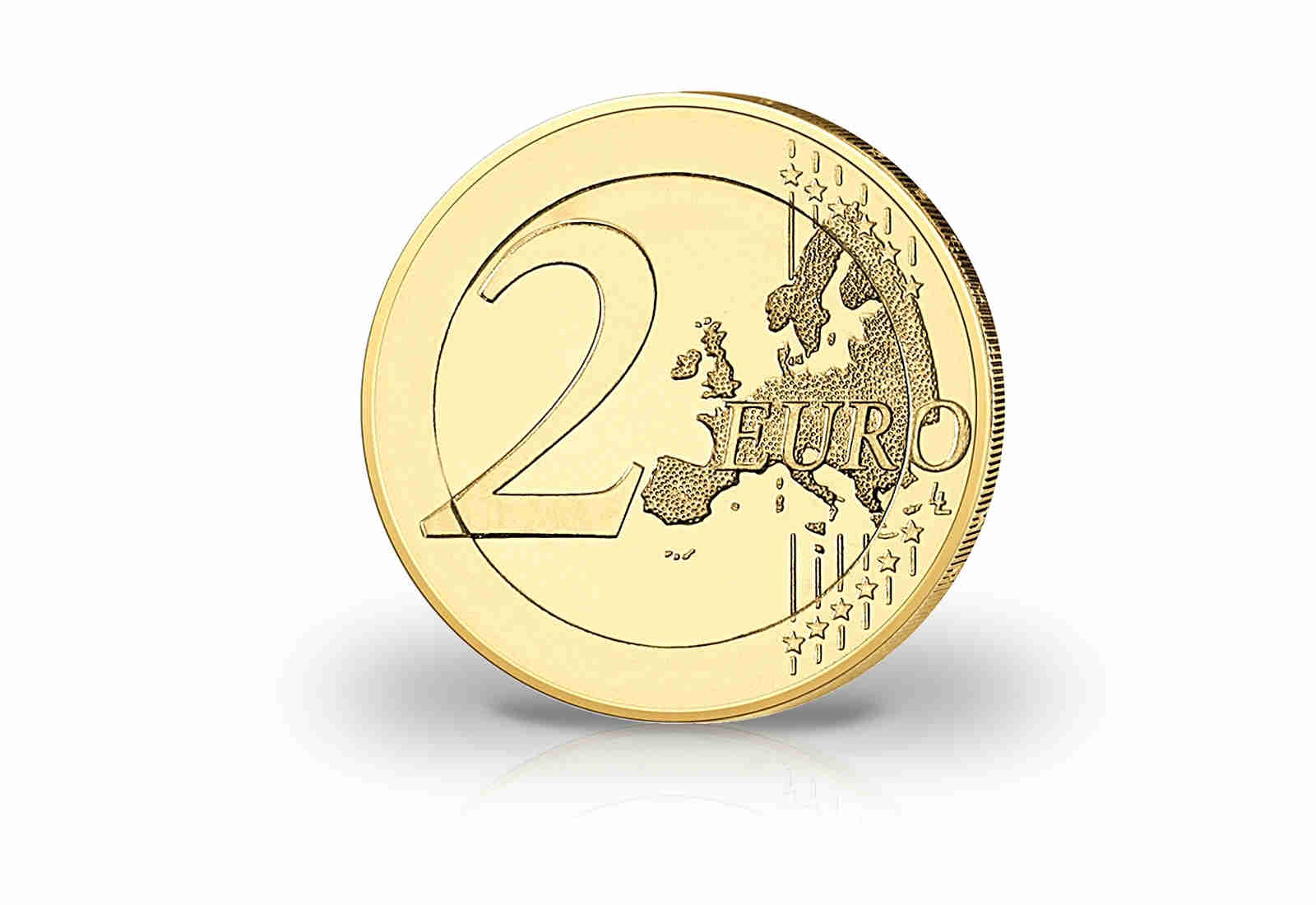 2 Euro Bundeskanzlerin Angela Merkel mit Farbmotiv und veredelt mit 24 kt Goldauflage