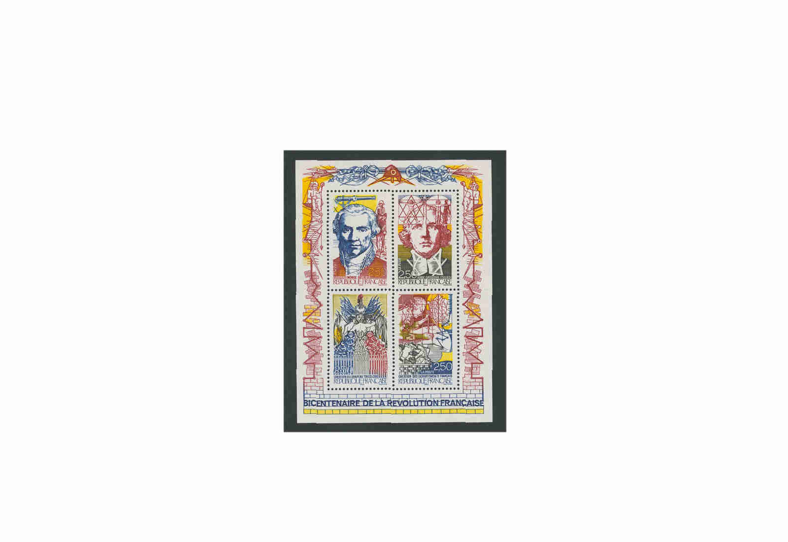 Briefmarken Frankreich Einführung der Trikolore 1990 Block 10 gestempelt