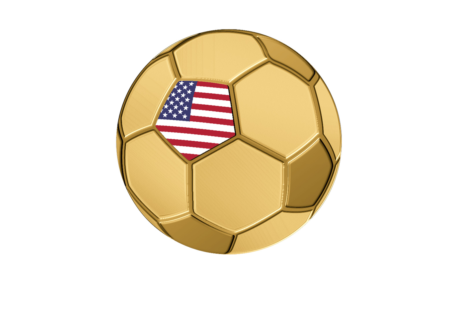 Goldmünze Motiv "Fußball USA" im Geschenketui
