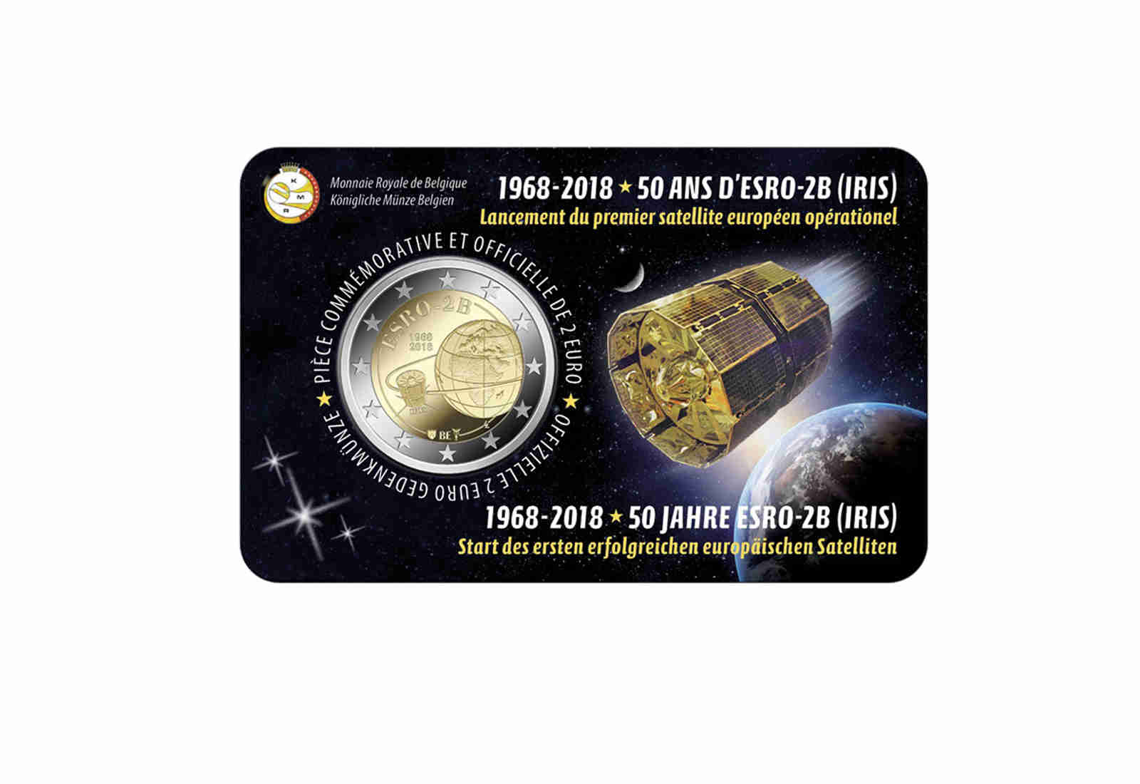 2 Euro 2018 Belgien 50 Jahre Start Satellit ESRO st in Coincard