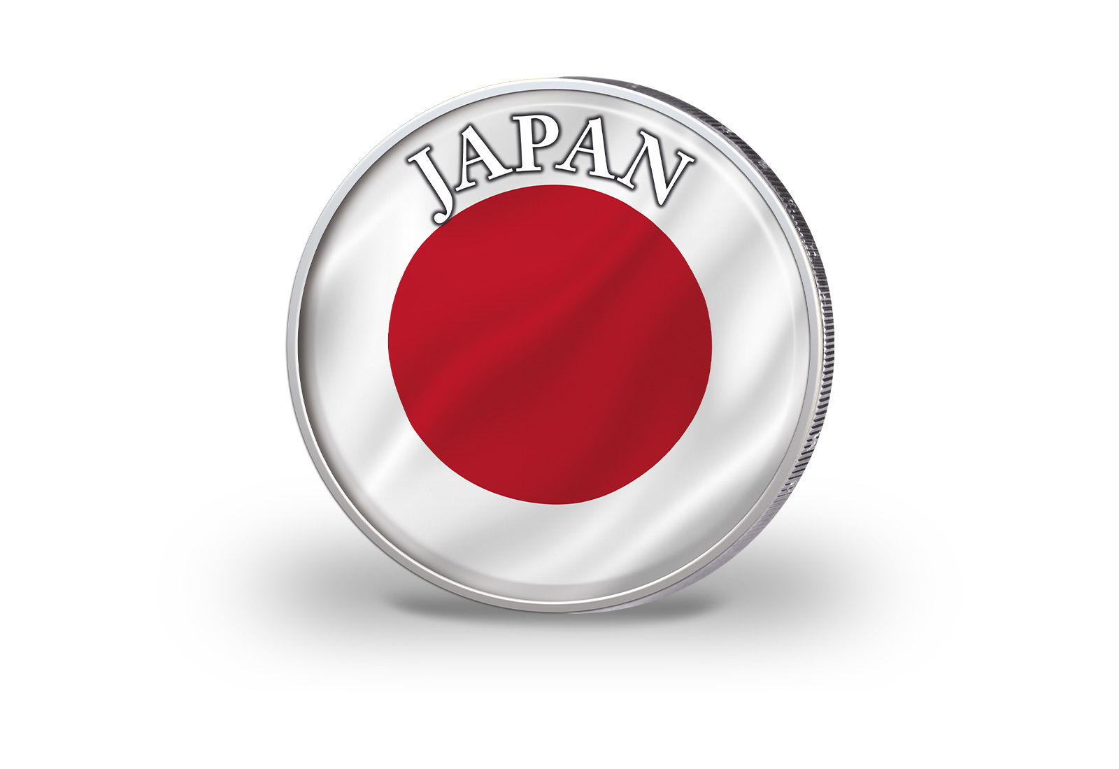 2 Euro vergoldet Japan Flagge mit Farbapplikation