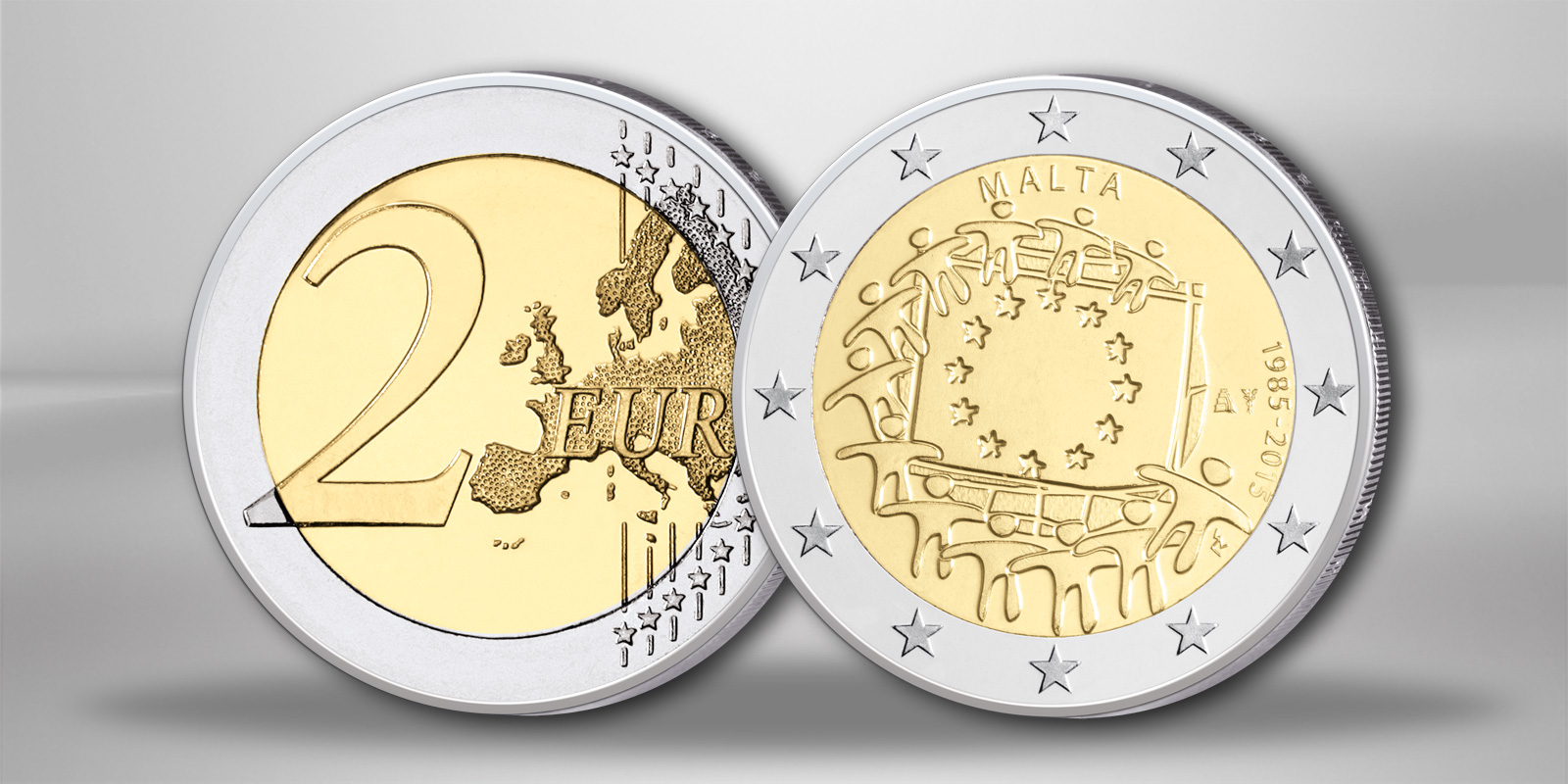 2 Euro 2015 Malta 30 Jahre Europaflagge Gemeinschaftsausgabe bfr.