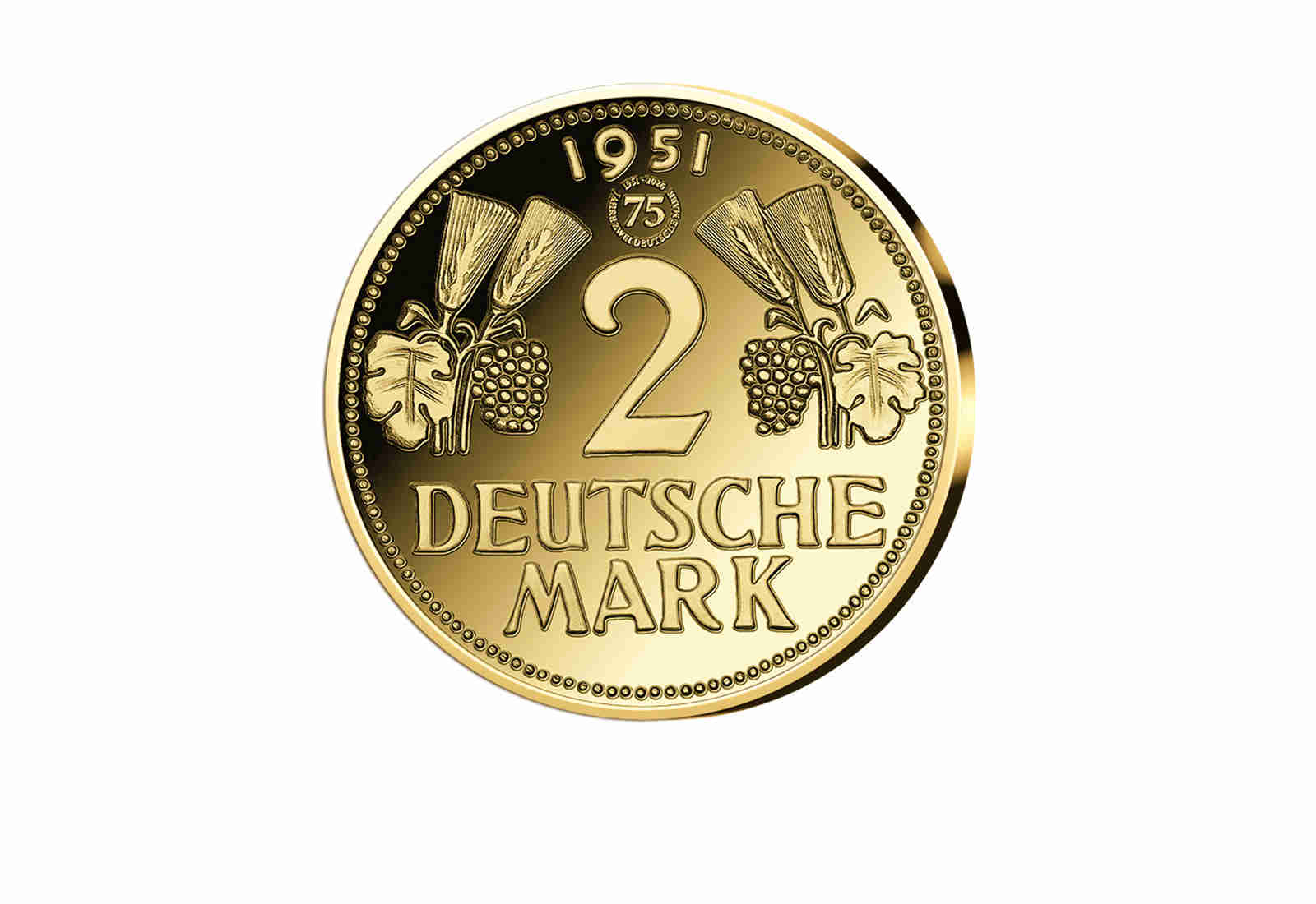 2 DM Ähren 1951 - 1 oz 999/1000 Gold Premium Neuprägung mit Privy Mark