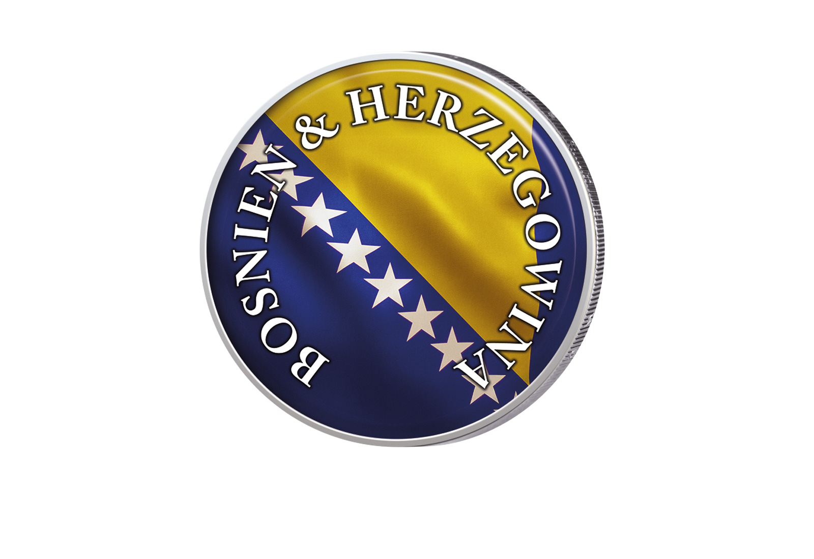2 Euro mit Farbapplikation Bosnien und Herzegowina Flagge