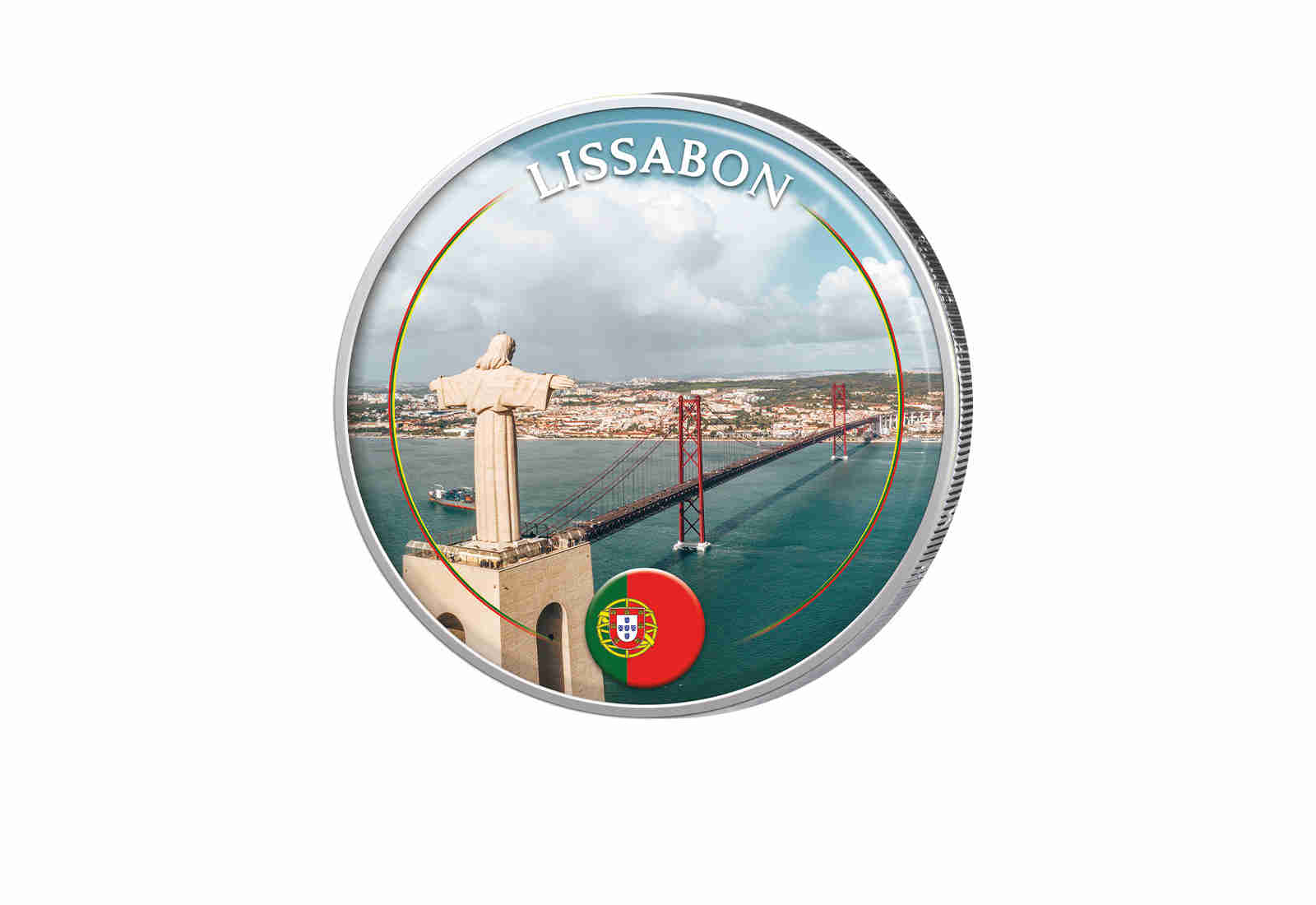 2 Euro mit Farbapplikation Lissabon - Portugal