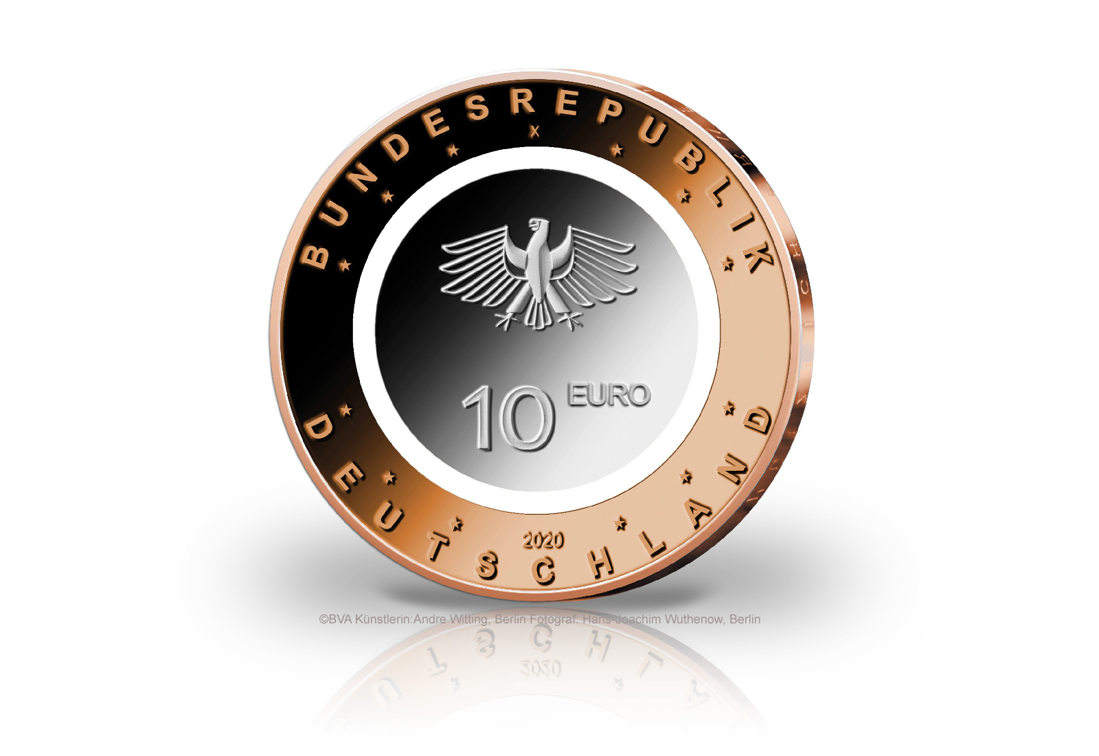 10 Euro 2020 Deutschland An Land mit Polymerring PP Prägestätte unserer Wahl