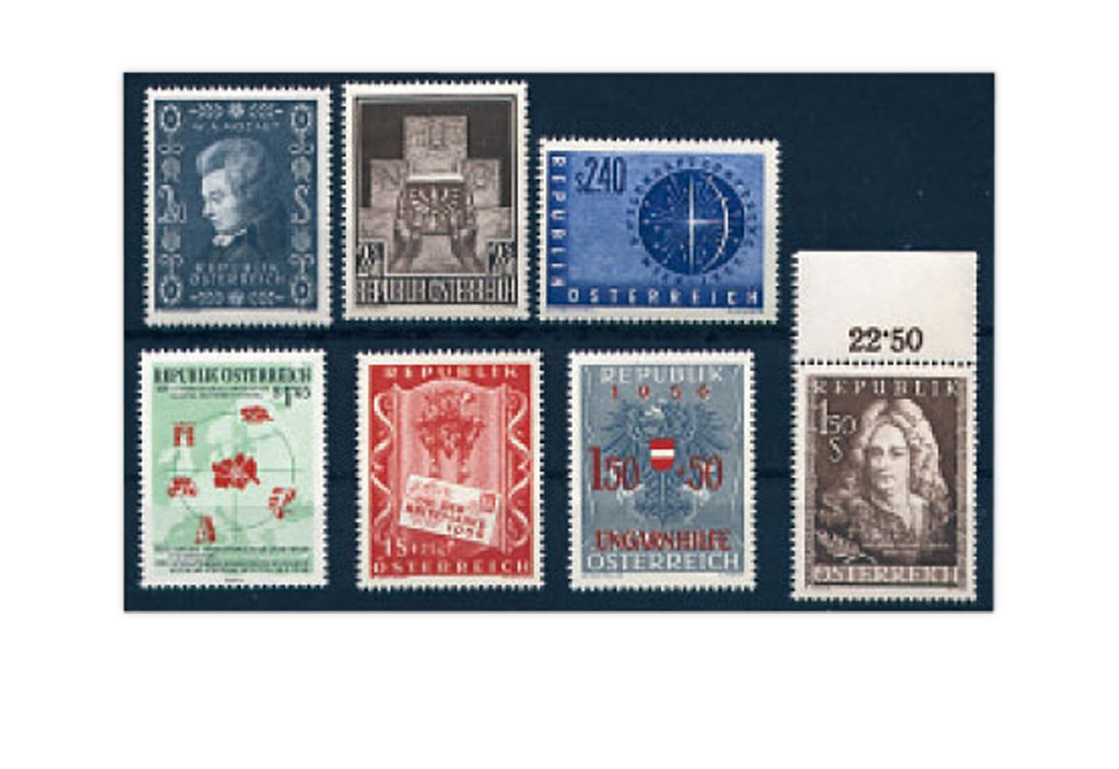 Briefmarke Jahrgang 1956 Österreich Michel-Nr. 1024-1030 postfrisch