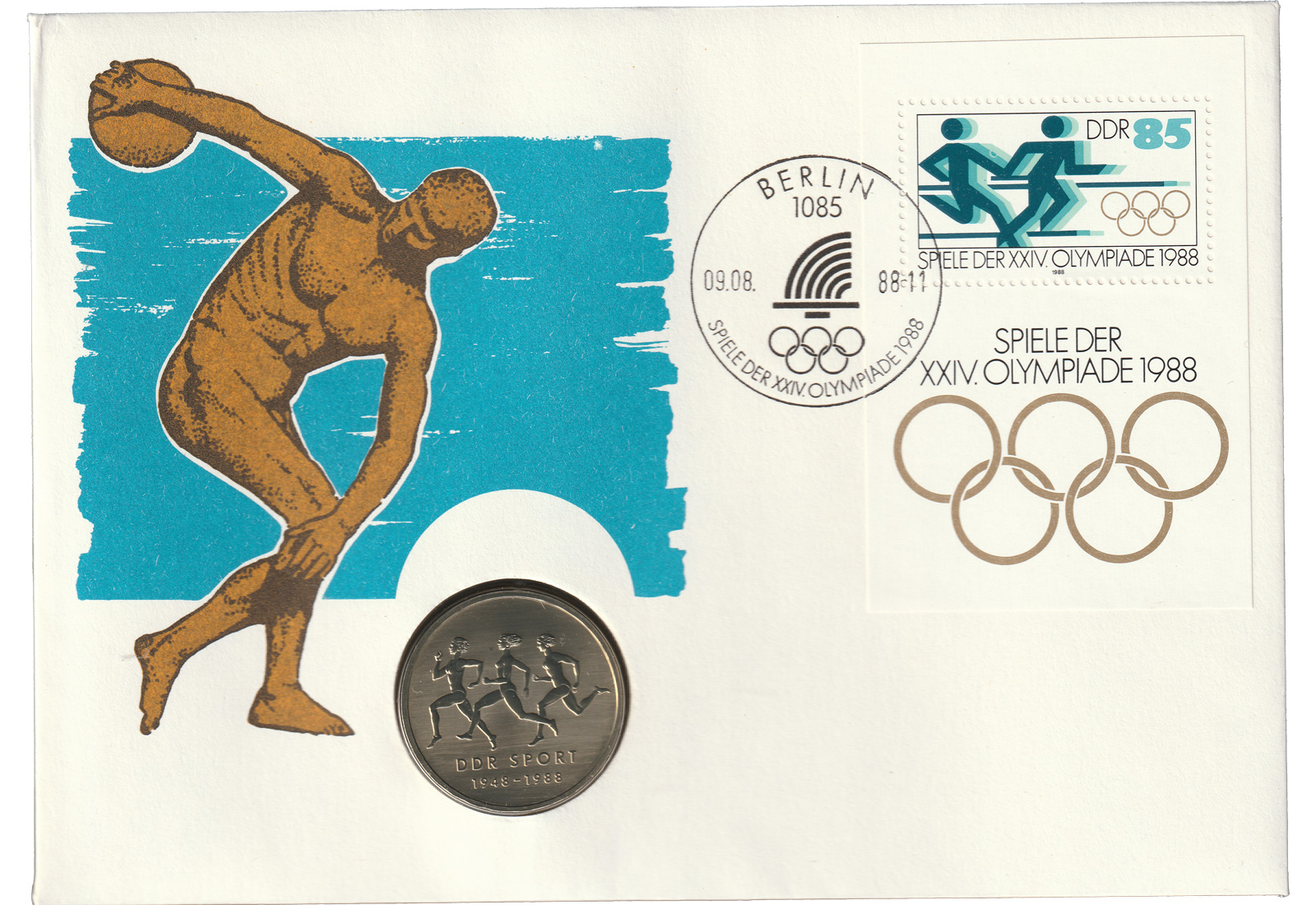 DDR Numisbrief J. 1623 10 Mark 40J. Sportbund DDR