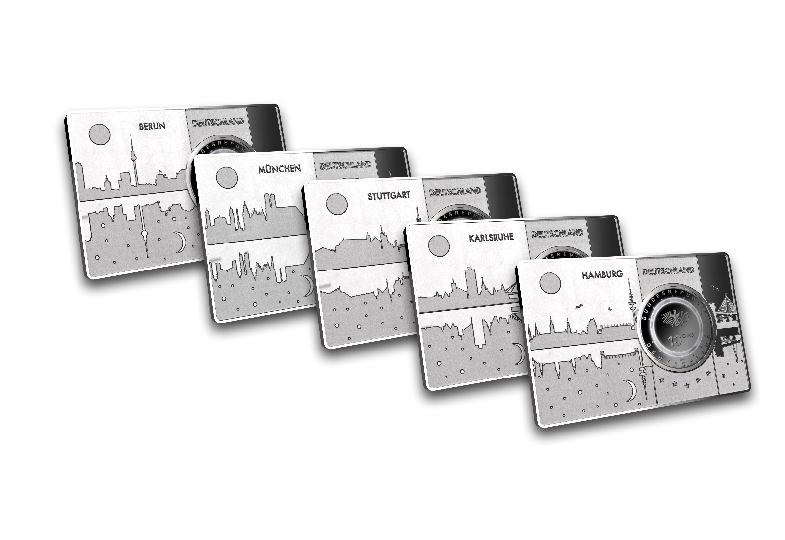 10 Euro 2019 Deutschland in der Luft mit Polymerring eingefasst in einem Barren Prägestätte A-J