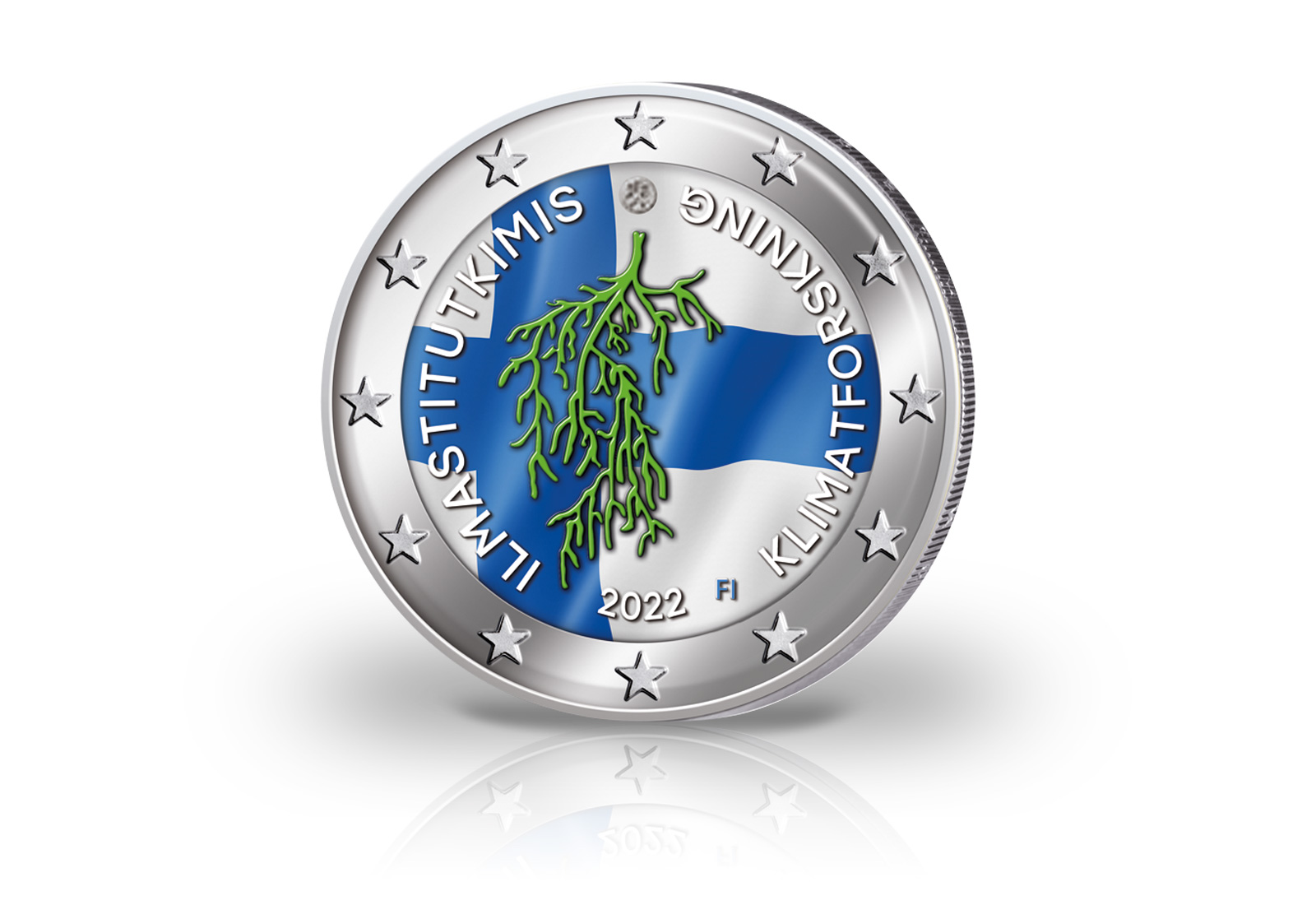 2 Euro 2022 Finnland Klimaforschung mit Farbmotiv