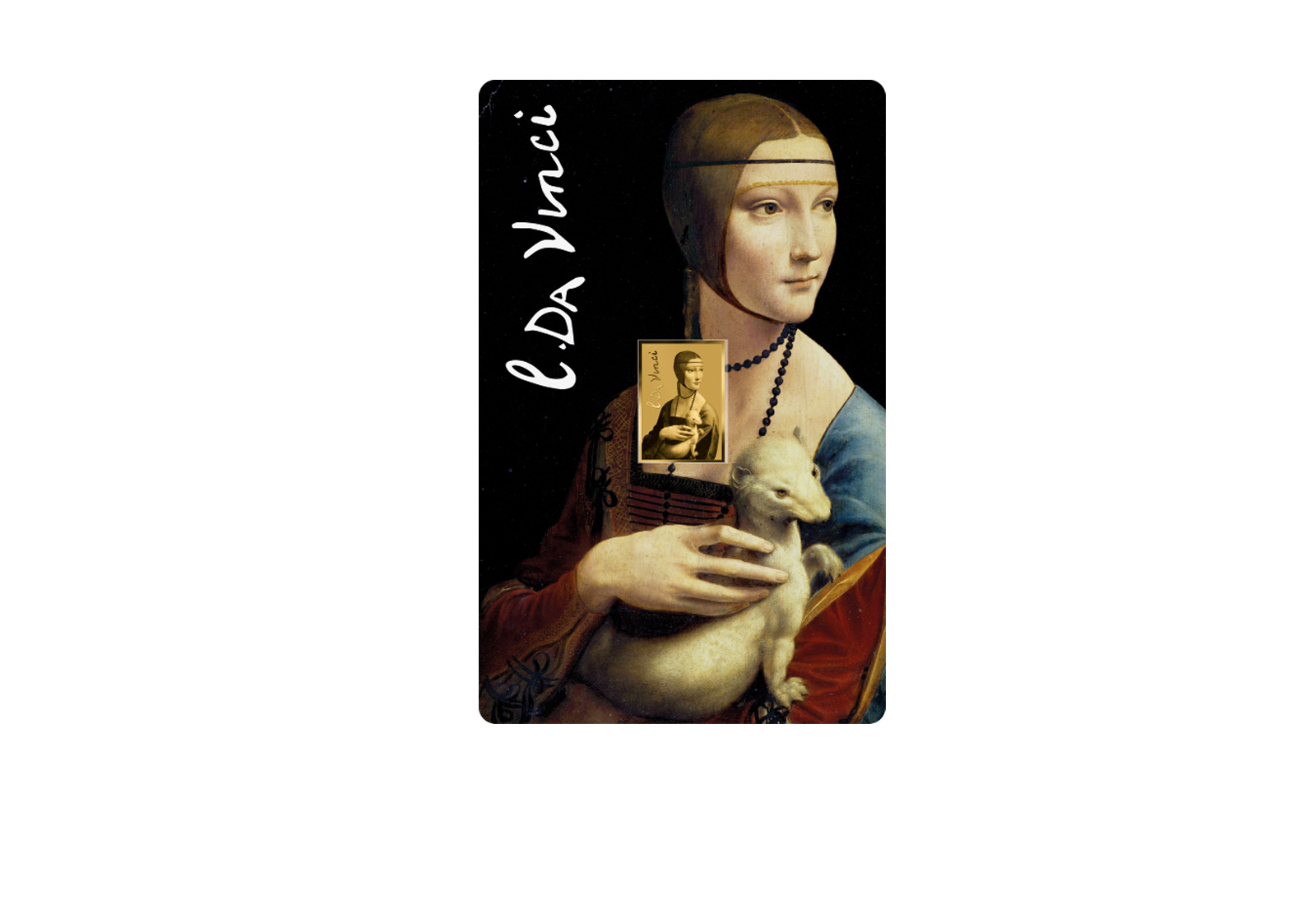 Goldmünze Motiv Dame mit dem Hermelin Coincard Feinheit 999/1000 Gold Geschenk