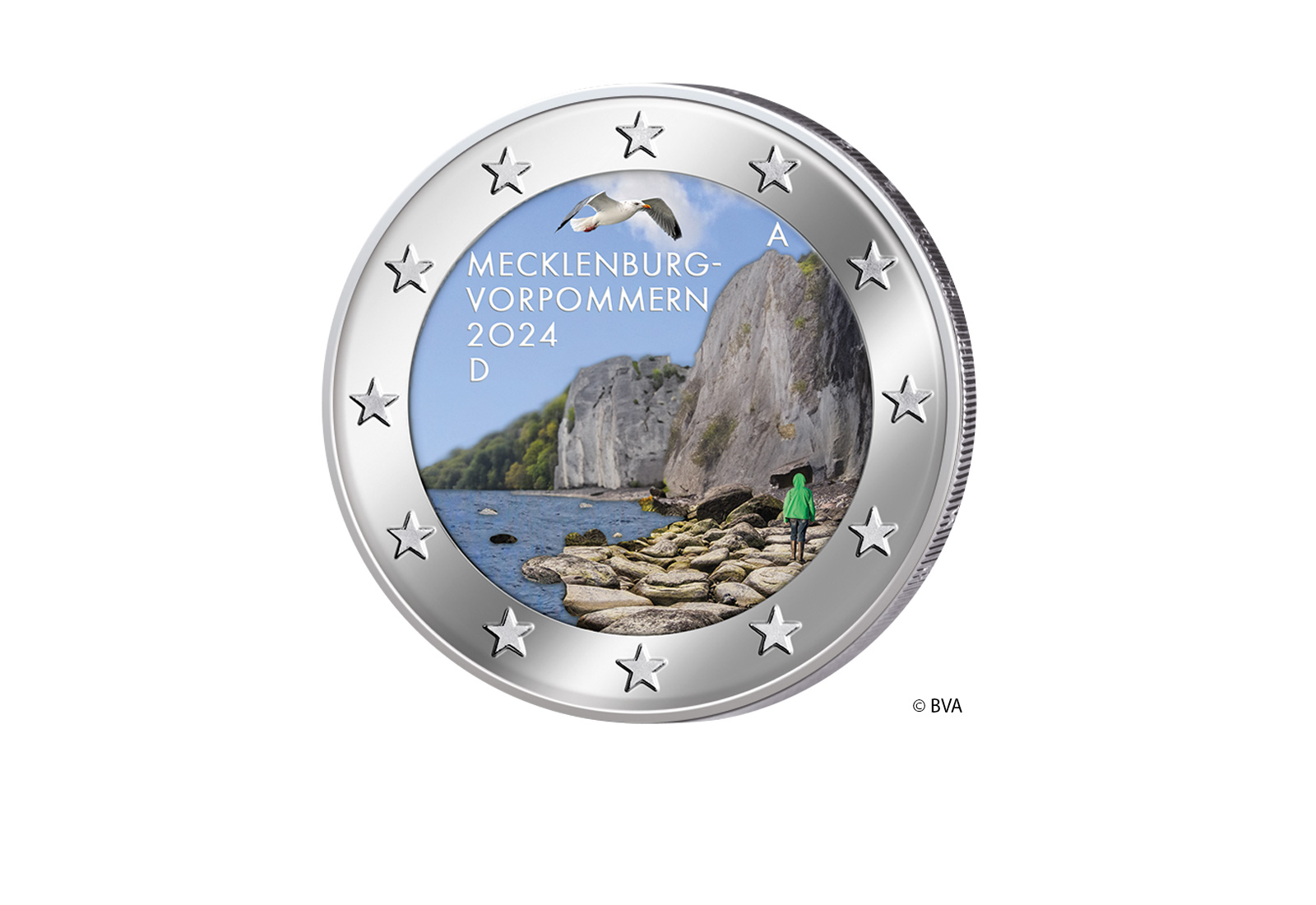 2 Euro 2024 Deutschland Königsstuhl Mecklenburg-Vorpommern Prägestätte A-J mit Farbmotiv