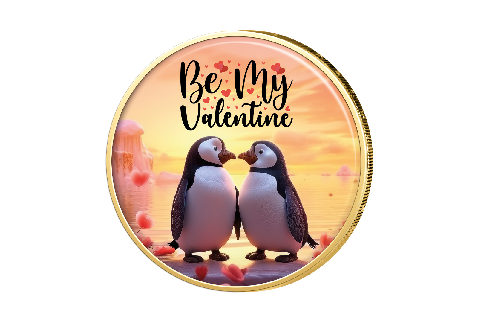 2 Euro vergoldet Valentinstag mit Farbmotiv
