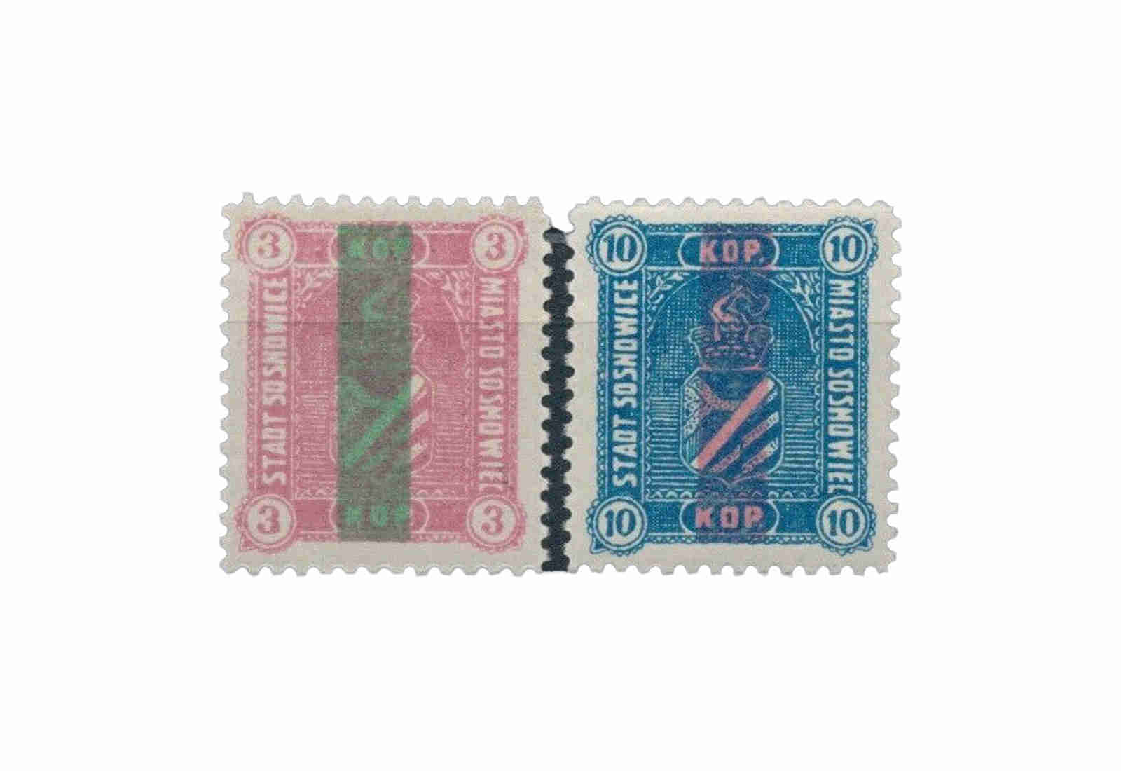 Briefmarke Sosnowice MiNr.: 3-4 ** Dt. Besetzung I. Weltkrieg