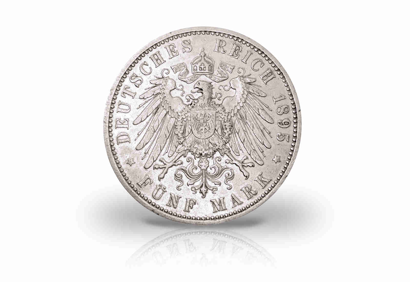 5 Mark 1895 bis 1900 Deutsches Kaiserreich Ernst Ludwig Hessen Jaeger-Nr. 73