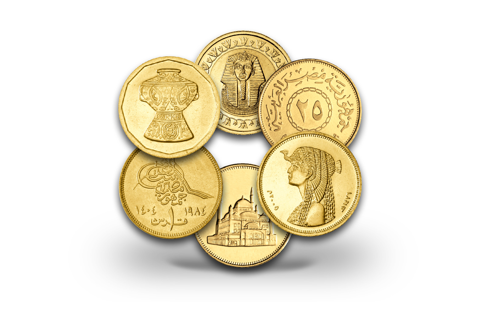 Worldcoinsatz Ägypten Prestige Münzsatz veredelt mit Gold und Rhodium