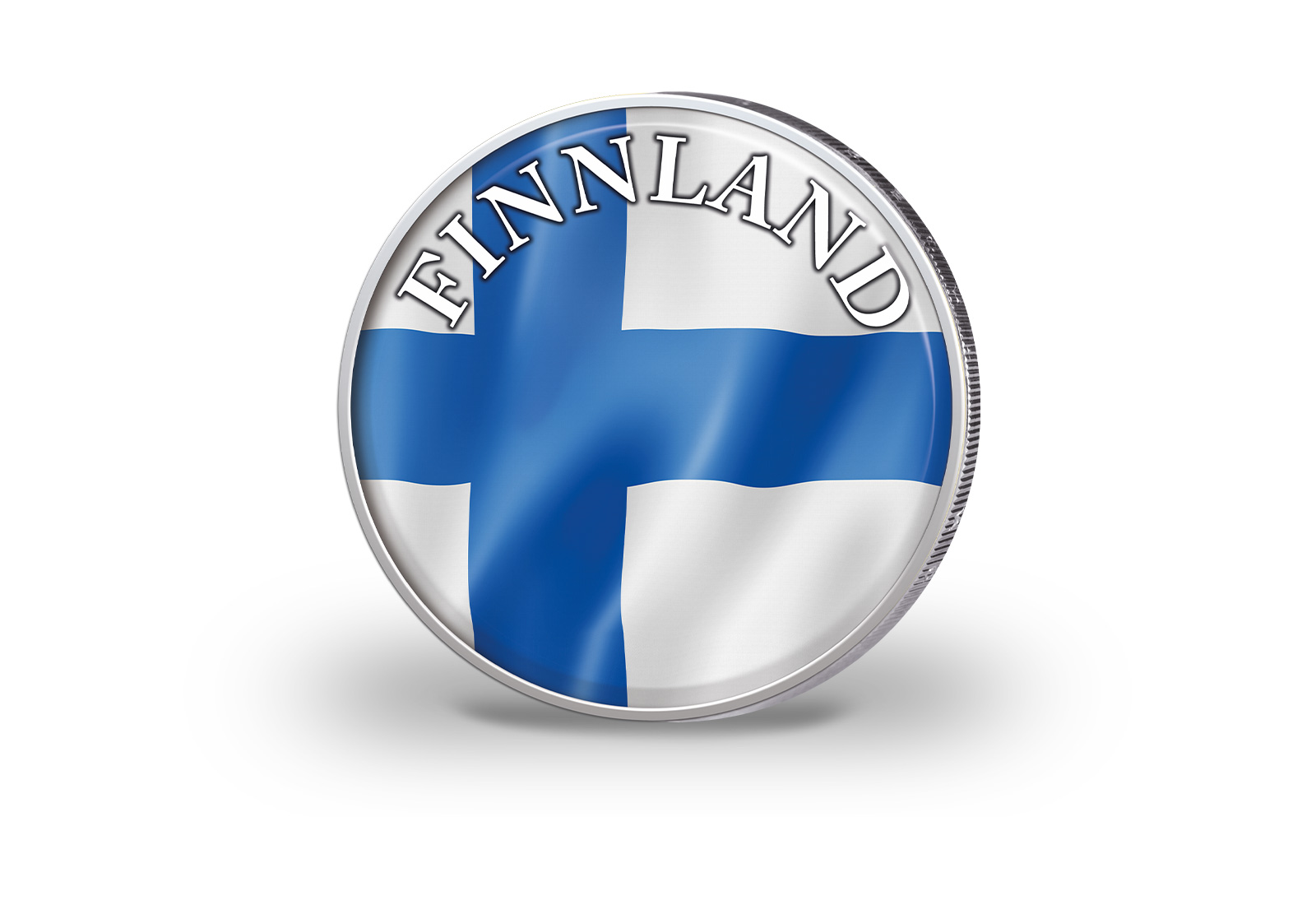 2 Euro vergoldet Finnland Flagge mit Farbmotiv