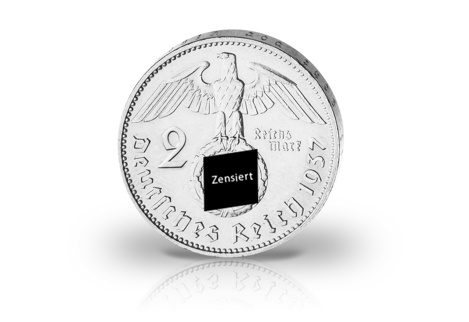 2 Reichsmark Silbermünze Komplettset 1936-1939 Drittes Reich Hindenburg mit Kassette und Urkunde