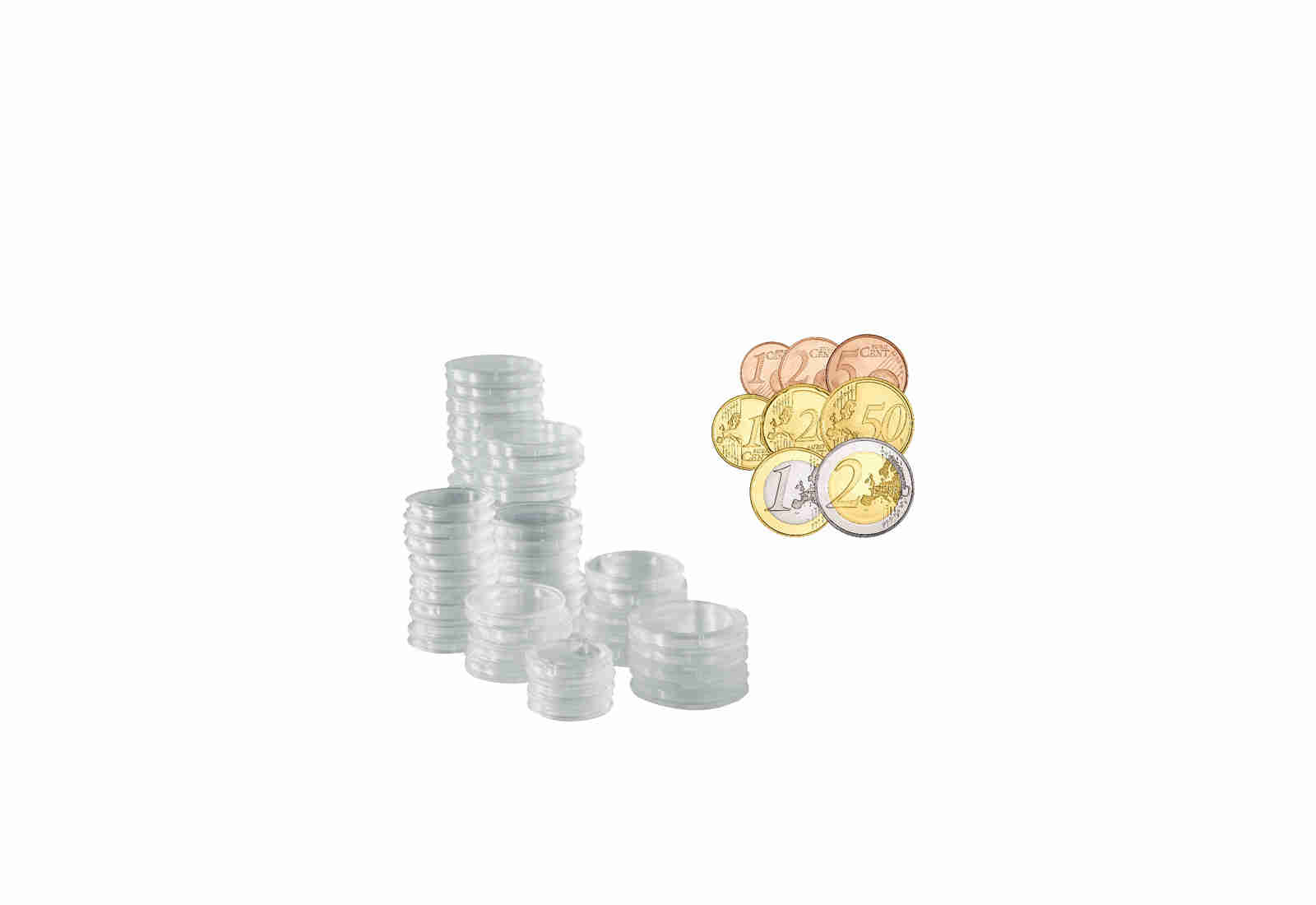 [16,5 - 26 mm] SAM 200 Münzkapseln für 25 Eurosätze je 8 Münzen (1 Cent bis 2 Euro)