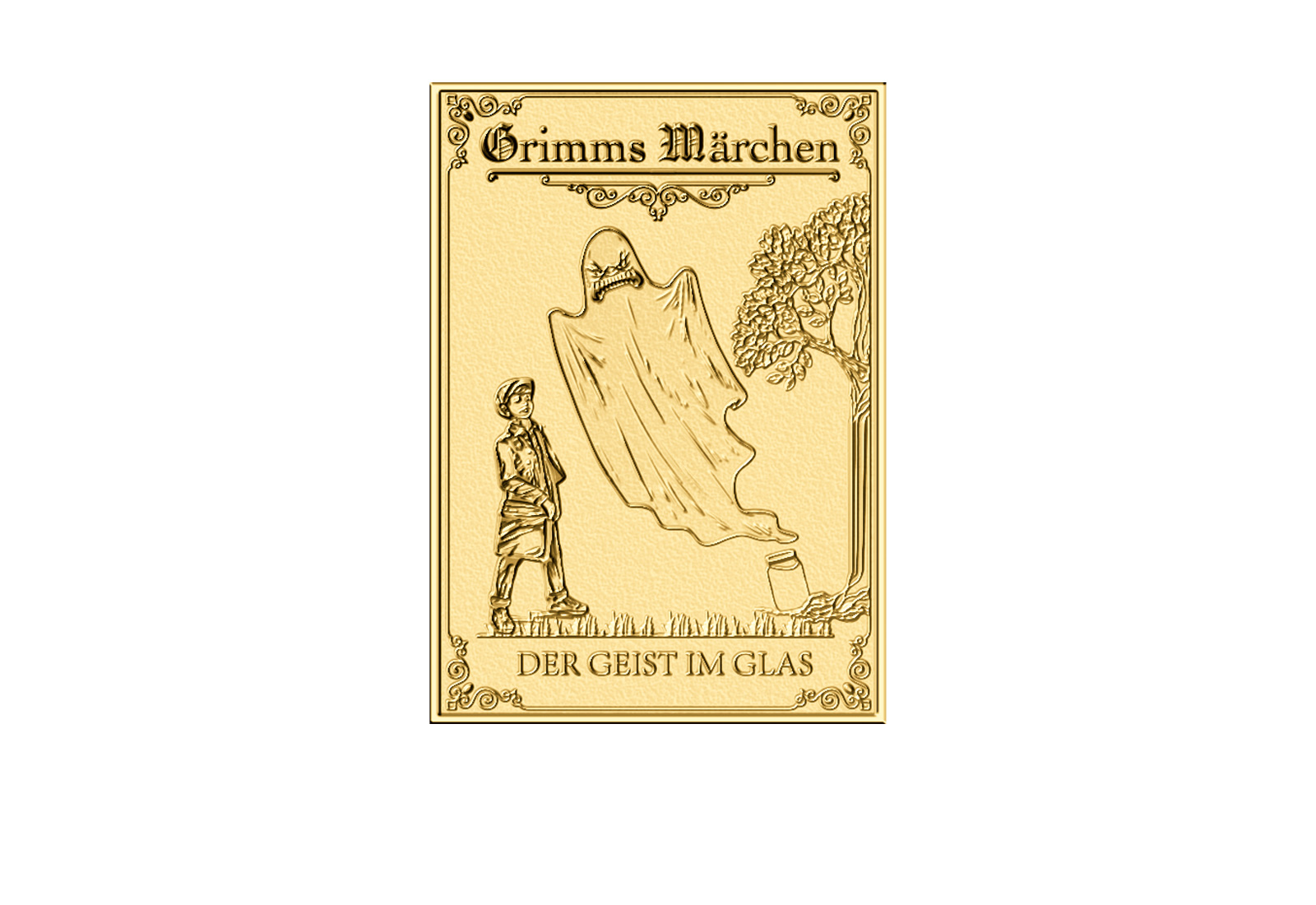 Goldbarren 999/1000 Gold Motiv Der Geist im Glas