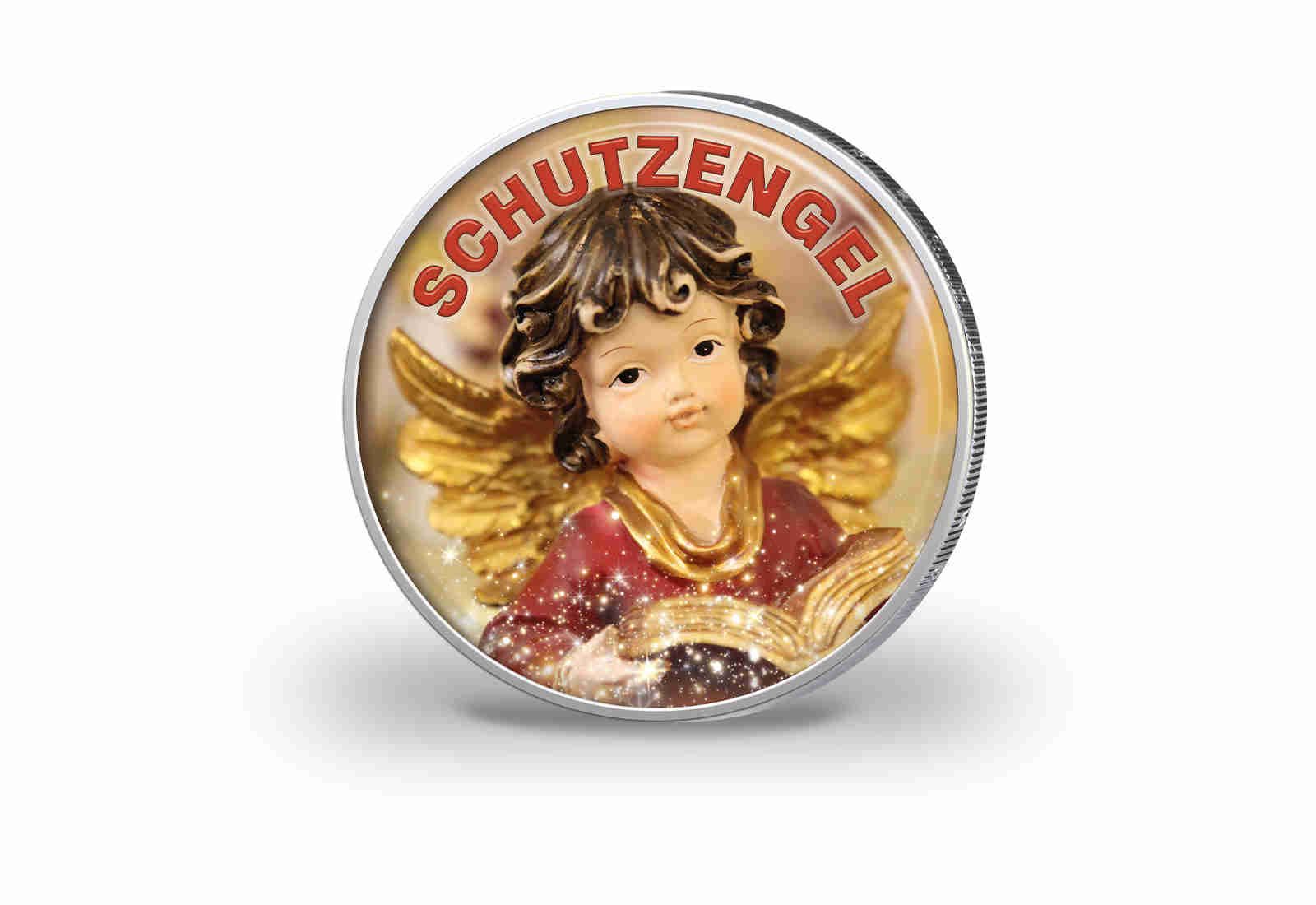 2 Euro mit Farbmotiv Schutzengel Motiv 1 vergoldet