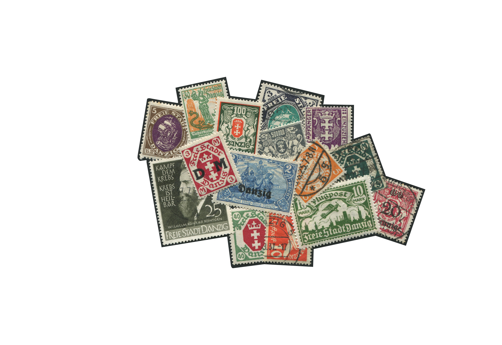 Briefmarken Danzig Kollektion 100 verschiedene Marken postfrisch und gestempelt