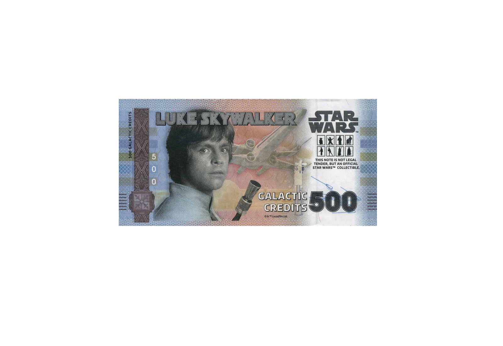 Souvenir 500 Galactic Credit Luke Skywalker in Klappkarte Star Wars Serie