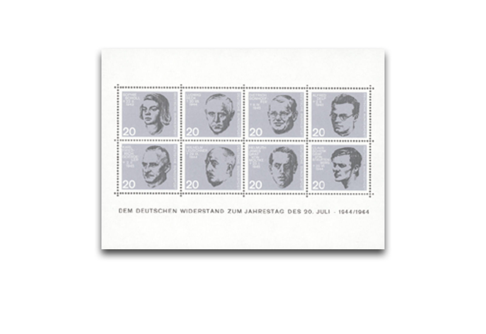 Briefmarken BRD zum 20. Jahrestags des Widerstands Block 3 1964 postfrisch