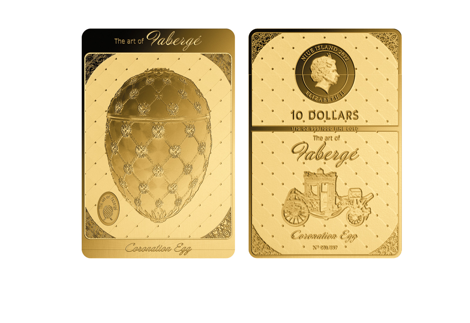 Münzbarren 999/1000 Gold 1/10 oz Fabergé-Ei in Holz-Box inkl. Zertifikat