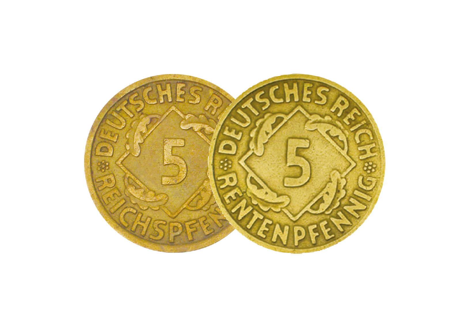 5 Rentenpfennig und 5 Reichspfennig 1923-1936 Weimarer Republik Prägestätte A Jaeger Nr. 308 und 316