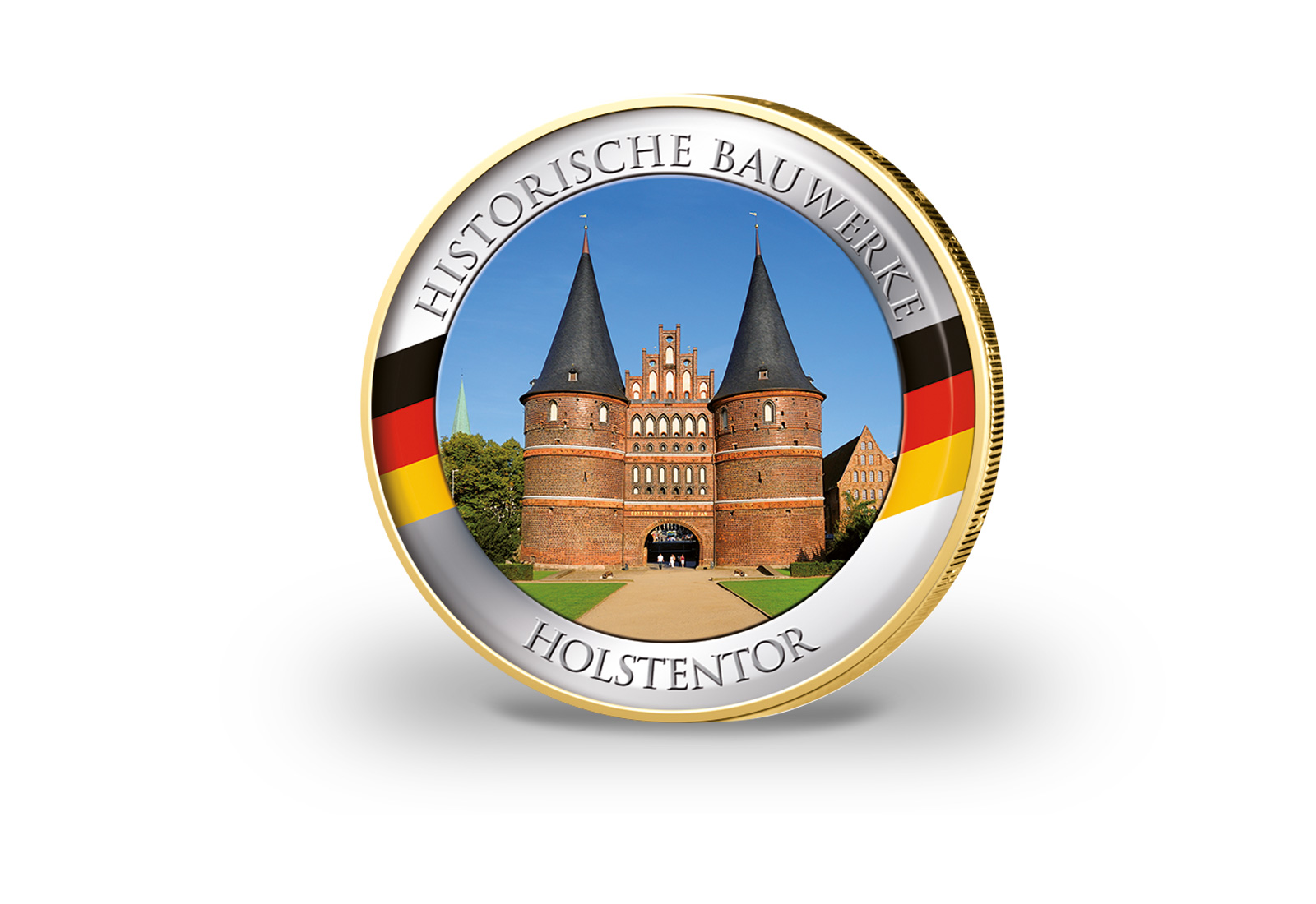 2 Euro vergoldet Holstentor mit Farbmotiv